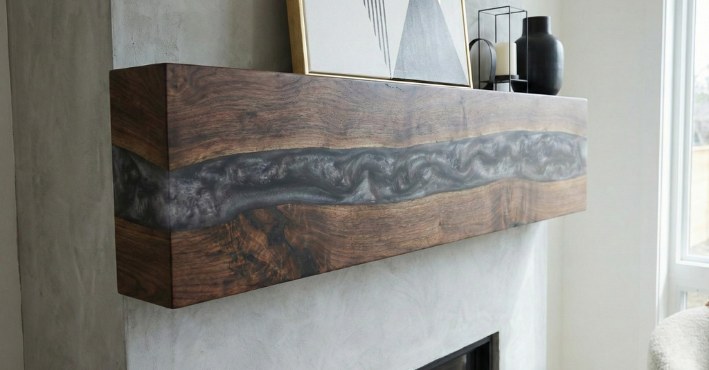 Alpine Nocturne | Midnight Grain & Obsidian Resin Mantel