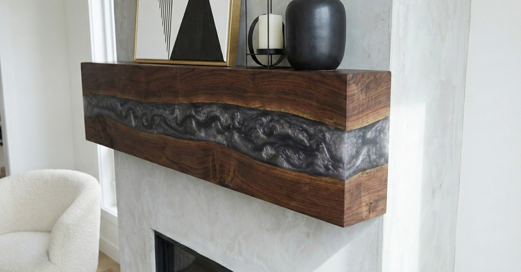 Alpine Nocturne | Midnight Grain & Obsidian Resin Mantel